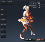 Flame Renny's Indiegogo costume from the back. (Color 1)