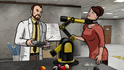 Krieger and Cheryl Tunt with Chokebot