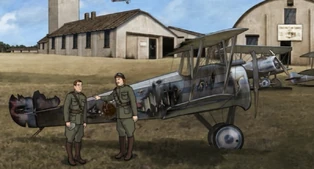  and  beside a shot up Sopwith Camel