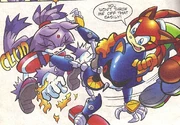 Marine and Blaze fighting Metal Sonic together