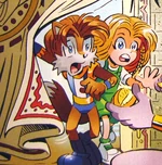 Marcos (left) and his adopted sister Aerial rush to warn their mother.