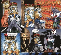 The captured weasel is left with the King for interrogation 