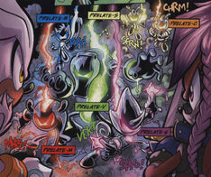 The Chaotix-Prelates are called to battle.