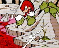 Knuckles looking for Fire-Ants in Lava Reef.