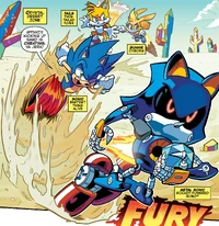 Sonic and company pursue Metal Sonic through the Crystal Desert.