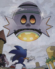 The Death Egg Mark 2 hovers over New Mobotropolis