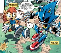 Metal Sonic About to Attack Sally