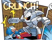 Sonic dodges an attack by Silver Sonic.