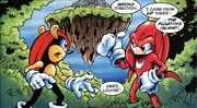 Mighty meets Knuckles for the first time and discovers Angel Island