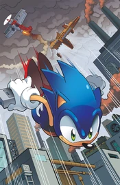 Sonic dives into the Metropolis Zone.