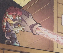 Lien-Da firing the experimental weapon