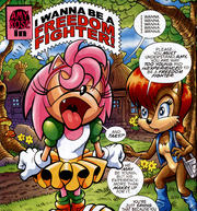 A young Amy Rose begging Sally to let her join the Freedom Fighters