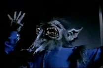 The werewolf chasing the boys throughout the upstairs!