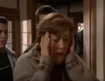 Grandma Aggie is so upset because the intruder tore her whole house apart trying to find Gene's piece of the record