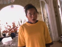 She is shocked, and speechless. He wasn't there a moment ago. Instead that elderly old man was!