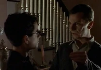 Later evening. when coming to check in, Stanley is freaked out by Adder's dark and Gothic appearance