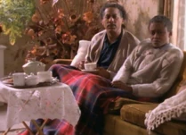 Her parents are confused about what she means about a new guest, because it is still just all of them since they've arrived.