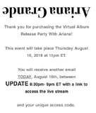 E-mail received by fans