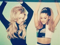 Azalea and Grande on the set of Problem music video.