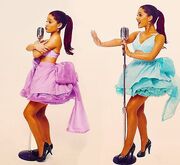 Ariana posing for her music video "Put your hearts up"