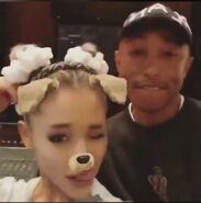 Ariana in the studio with Pharrell (2)