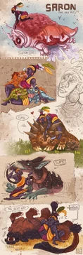 (OC) Sketch dump Saron and her pets by Escapado-draw
