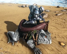 Un joueur chevauchant un Beelzebufo