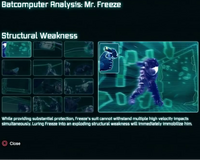 Mr. Freeze's Suit's weaknesses