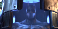 The Arkham City Batsuit in its drop container on the top of ACE Chemicals in Arkham City