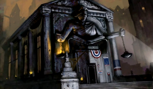 The Solomon Wayne Courthouse in Arkham City.