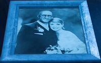 Victor and Nora Fries' Wedding Photo in Victor's old lab at GothCorp