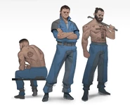 Concept art for the Blackgate inmates in Arkham Shadow.