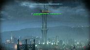 Wonder Tower in Arkham Knight as seen from Miagani Island.