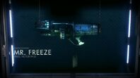 The Freeze Gun display case in the Evidence Room at the GCPD Lockup in Arkham Knight