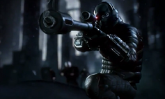 Deadshot pointing at a target with his sniper rifle.