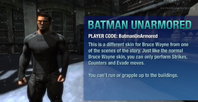 Batman Unarmored Player Information