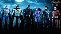 The Bat-family Skins Pack: Included in this pack are six character skins based on the alternate timelines - - 1990s Catwoman, One Year Later Robin, Arkham Origins Batman, Iconic Grey & Black Batman, 1970s Batman and the Original Arkham Nightwing.