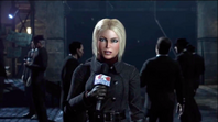 Vicki Vale reporting on Bruce Wayne's Press Conference on the outside of Arkham City