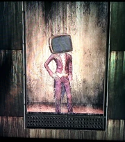 The Joker posing as a mannequin in the Visitor Room.