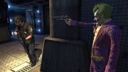 Joker about to Shoot a Guard.