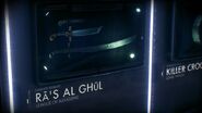 Ra's al Ghul's display case in the Evidence Room at the GCPD Lockup in Arkham Knight