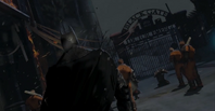 Batman at Blackgate Prison's Main Gate in Arkham Origins.