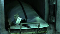 Ra's body in Dr. Young's Office at the Arkham Mansion