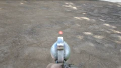 The Laser on a Simple Pistol scoped in.