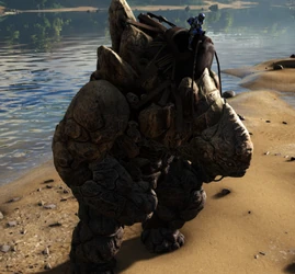 A Rock Elemental wearing the saddle