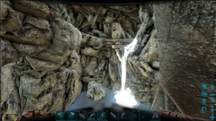 Cliffside cave exits are on top. Wyvern egg cave is below, to the left of the waterfall.