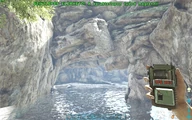 Entrance to the cave, cleared of rocks.