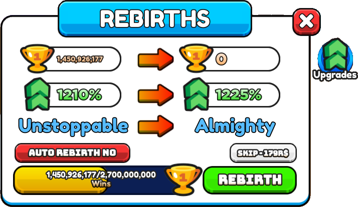 Super Rebirth Chart In Arm Wrestling Simulator 💪. #roblox #robloxgam