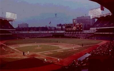 Old Yankee Stadium at night just before it was torn down Stock