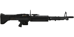 The M60 7.62 mm medium machine gun.